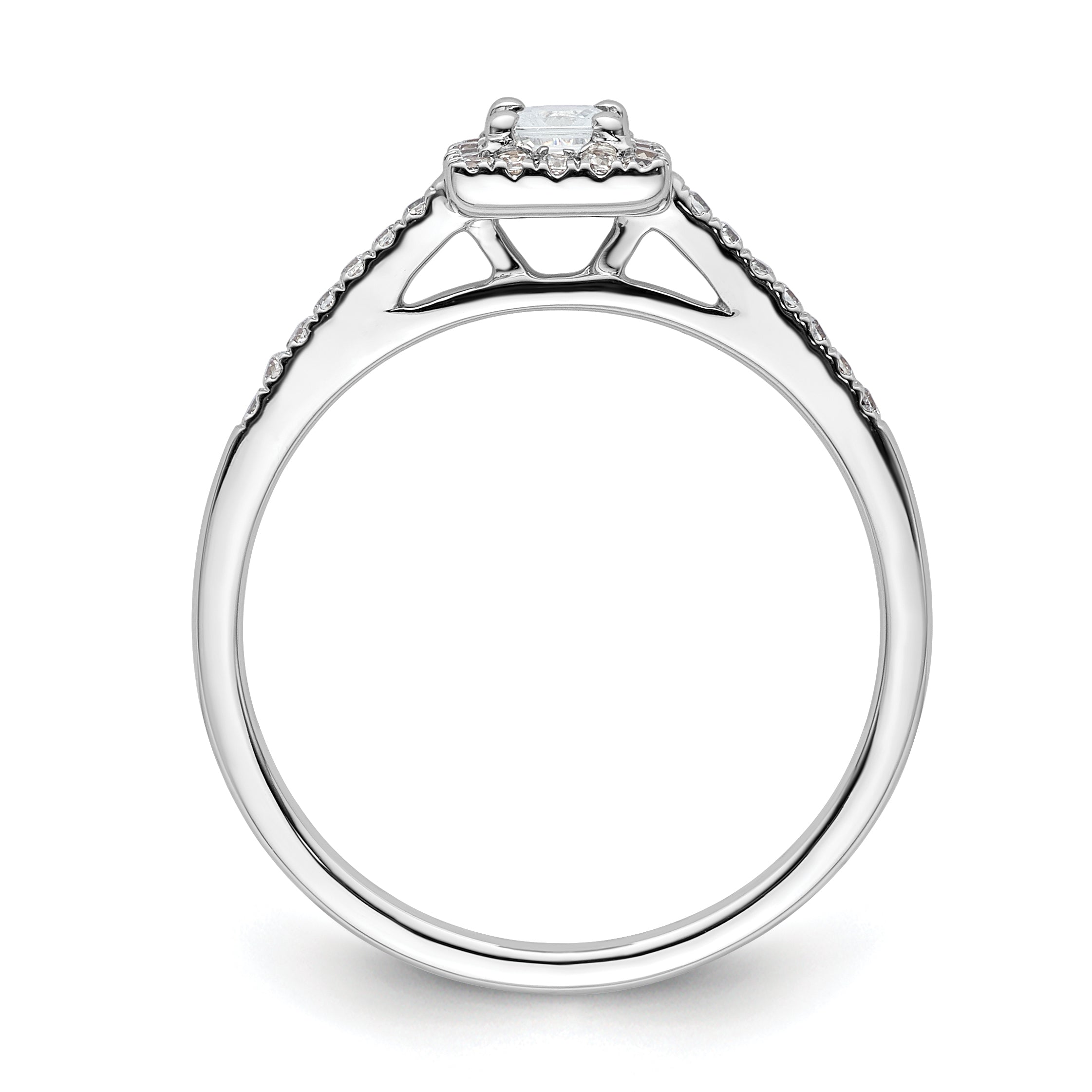 14K White Gold Halo Plus (Holds 1/4 Carat (3.00mm) Princess Center) 1/6 Diamond Semi Mount Engagement Ring