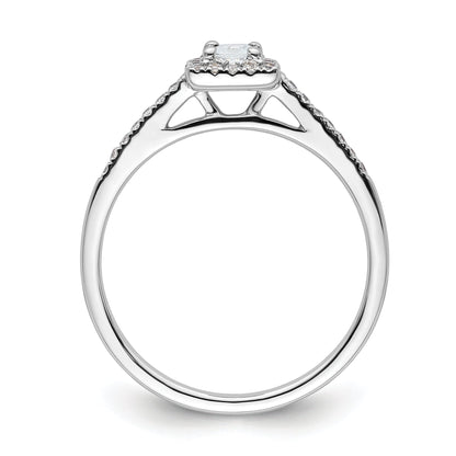 14K White Gold Halo Plus (Holds 1/4 Carat (3.00mm) Princess Center) 1/6 Diamond Semi Mount Engagement Ring