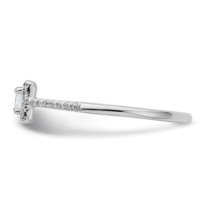 14K White Gold Halo Plus (Holds 1/4 Carat (3.00mm) Princess Center) 1/6 Diamond Semi Mount Engagement Ring