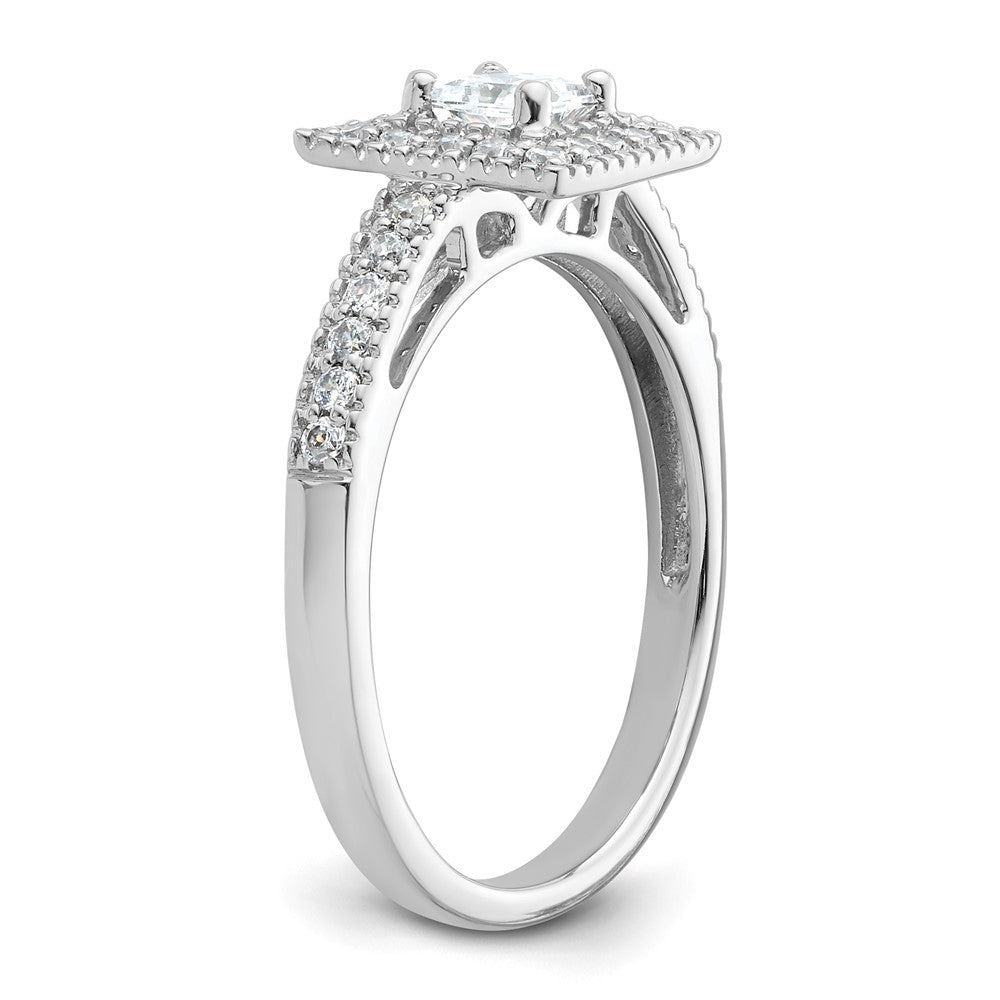 0.50ct. CZ Solid Real 14K White Gold Princess Square Halo Engagement Ring