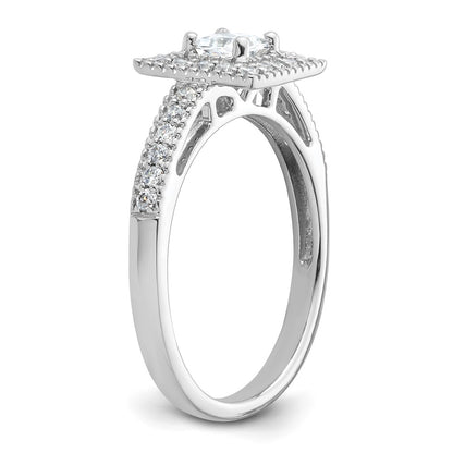 0.50ct. CZ Solid Real 14K White Gold Princess Square Halo Engagement Ring