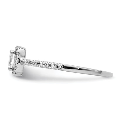 14K White Gold Halo Plus (Holds 1/2 Carat (4.3mm) Princess Center) 1/3 Diamond Semi Mount Engagement Ring