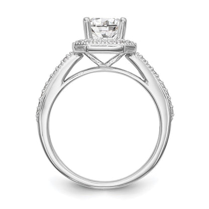 0.75ct. CZ Solid Real 14K White Gold Princess Square Halo Engagement Ring