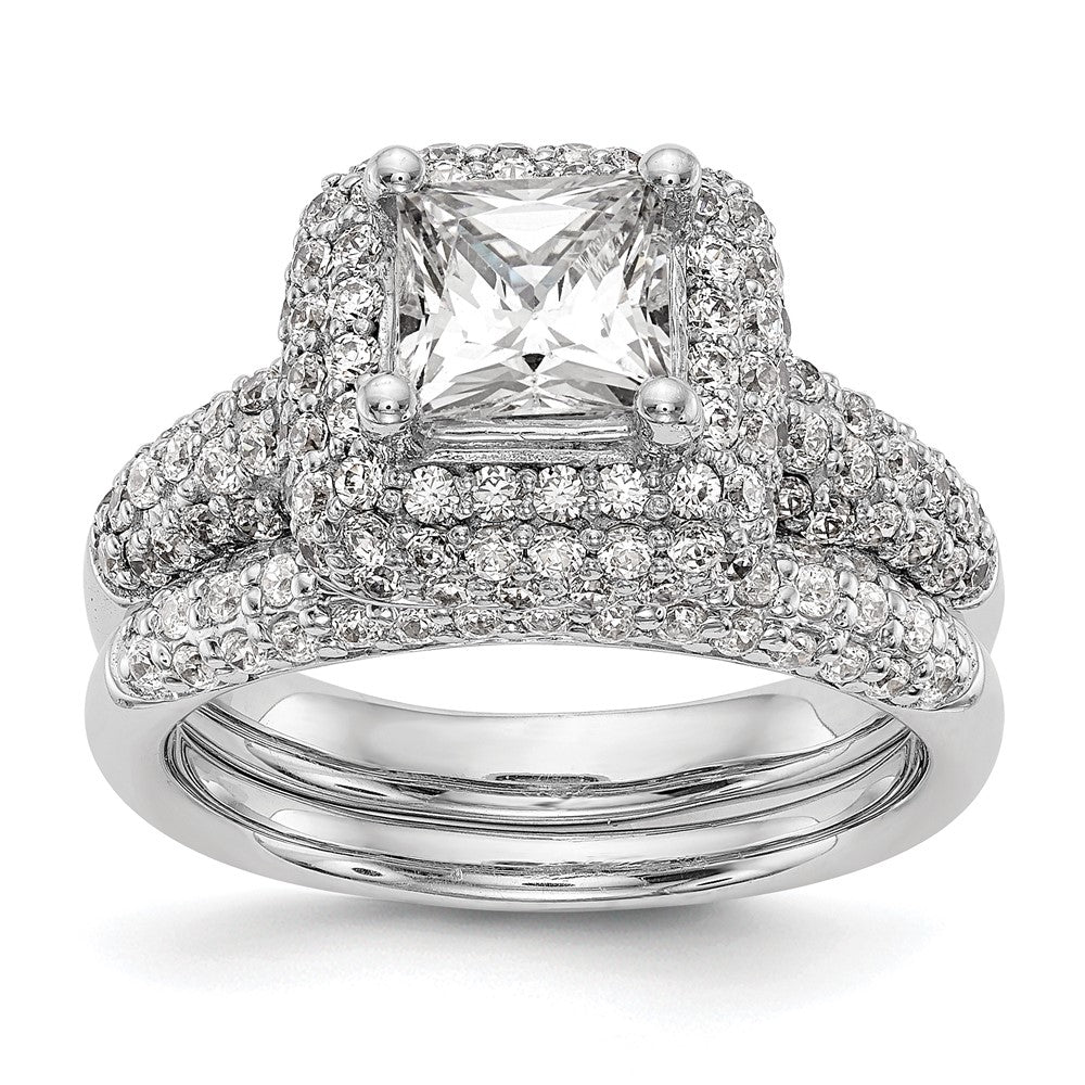 1.00ct. CZ Solid Real 14K White Gold Princess Cushion Halo Engagement Ring