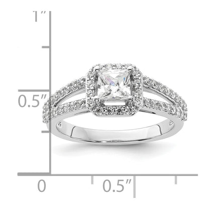 0.50ct. CZ Solid Real 14K White Gold Princess Cushion Halo Engagement Ring