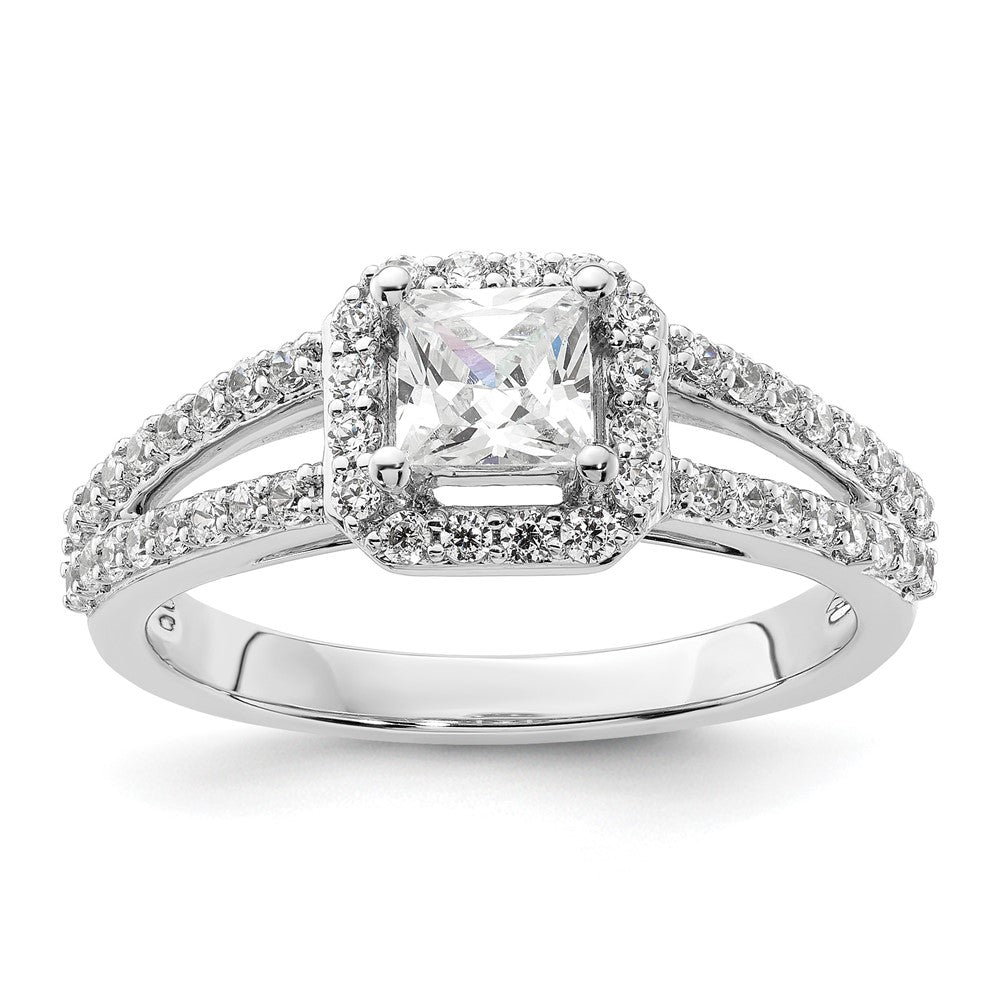 0.50ct. CZ Solid Real 14K White Gold Princess Cushion Halo Engagement Ring