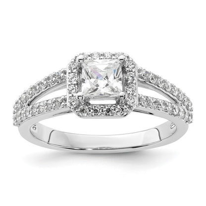 0.50ct. CZ Solid Real 14K White Gold Princess Cushion Halo Engagement Ring