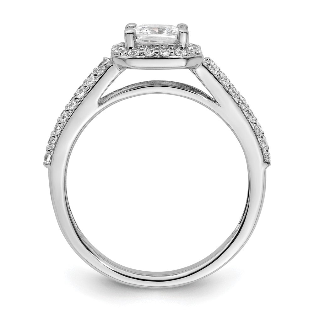 0.75ct. CZ Solid Real 14K White Gold Princess Cushion Halo Engagement Ring