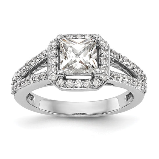 1.00ct. CZ Solid Real 14K White Gold Princess Cushion Halo Engagement Ring
