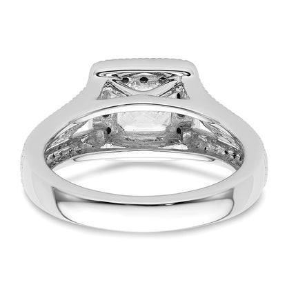 0.75ct. CZ Solid Real 14K White Gold Princess Cushion Halo Engagement Ring