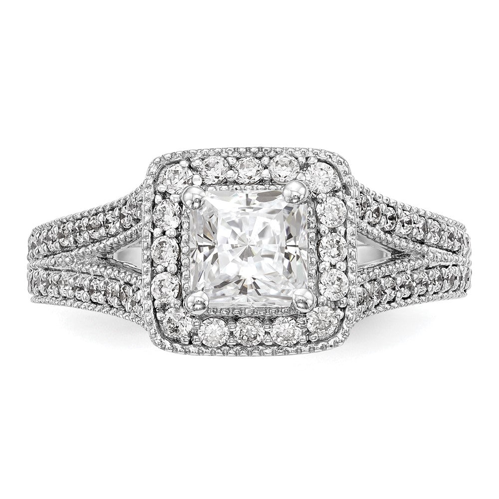1.00ct. CZ Solid Real 14K White Gold Princess Cushion Halo Engagement Ring