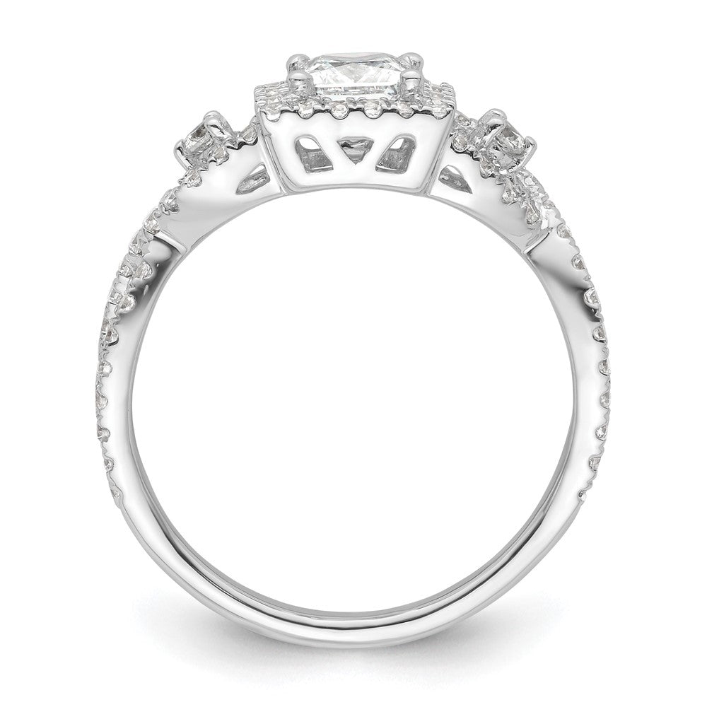 0.50ct. CZ Solid Real 14K White Gold Princess Cushion Halo Engagement Ring