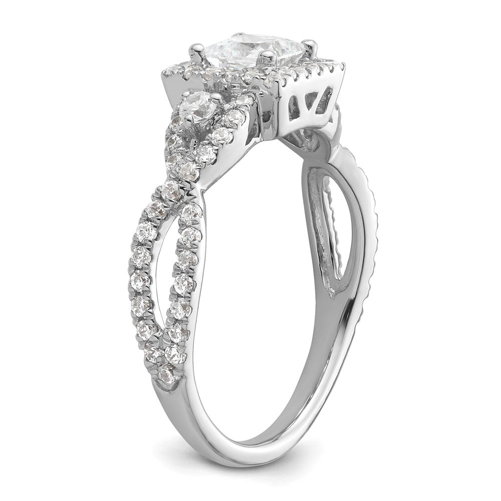 0.50ct. CZ Solid Real 14K White Gold Princess Cushion Halo Engagement Ring