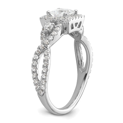 0.50ct. CZ Solid Real 14K White Gold Princess Cushion Halo Engagement Ring