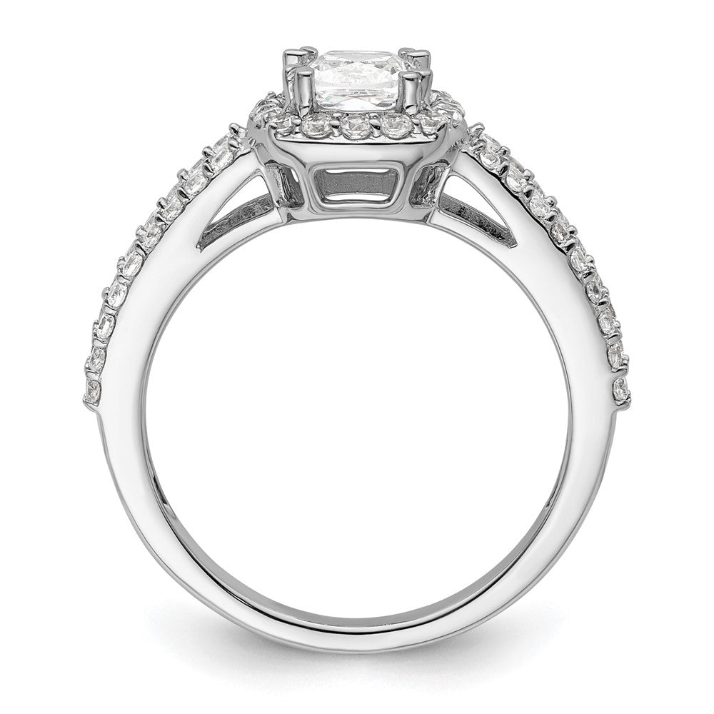 0.75ct. CZ Solid Real 14K White Gold Cushion Halo Engagement Ring