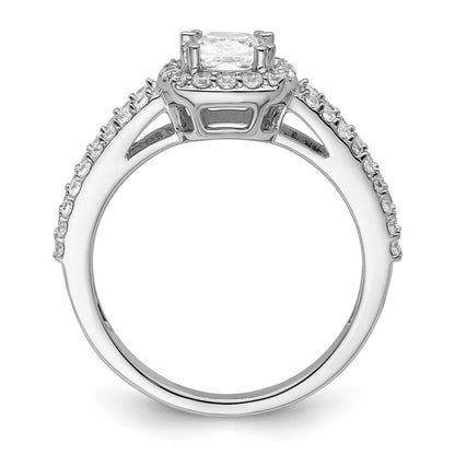 0.75ct. CZ Solid Real 14K White Gold Cushion Halo Engagement Ring