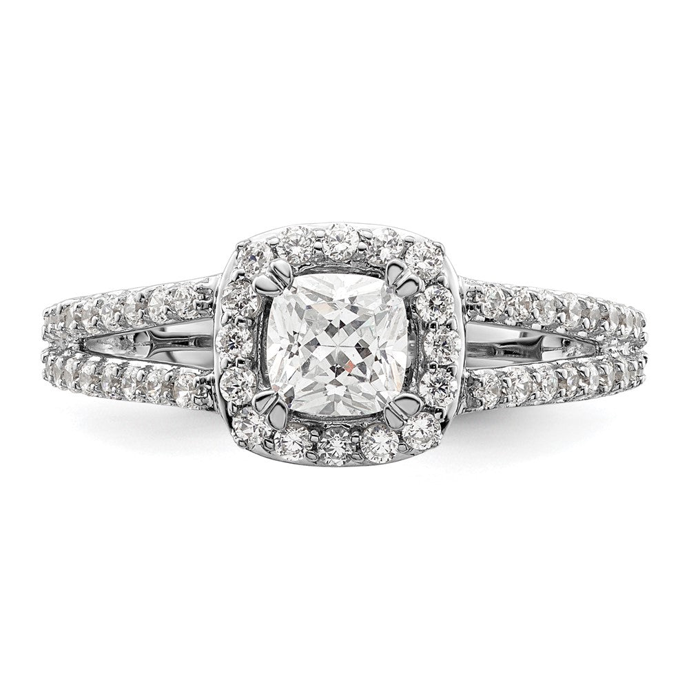 0.75ct. CZ Solid Real 14K White Gold Cushion Halo Engagement Ring