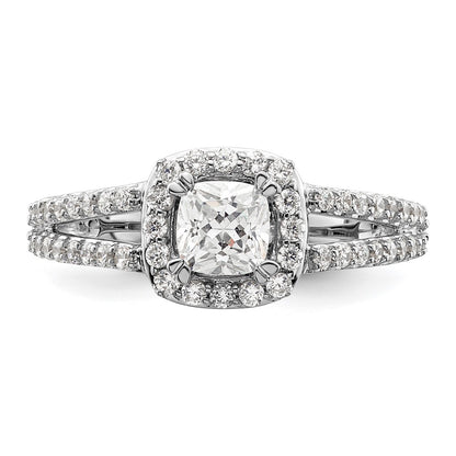 0.75ct. CZ Solid Real 14K White Gold Cushion Halo Engagement Ring