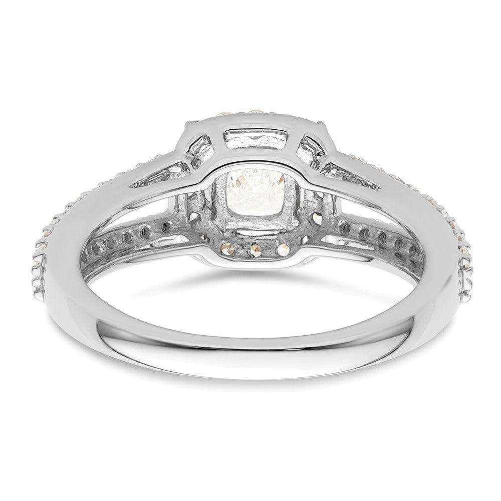 0.75ct. CZ Solid Real 14K White Gold Cushion Halo Engagement Ring