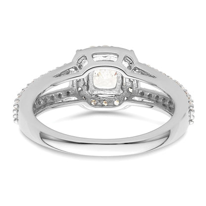 0.75ct. CZ Solid Real 14K White Gold Cushion Halo Engagement Ring