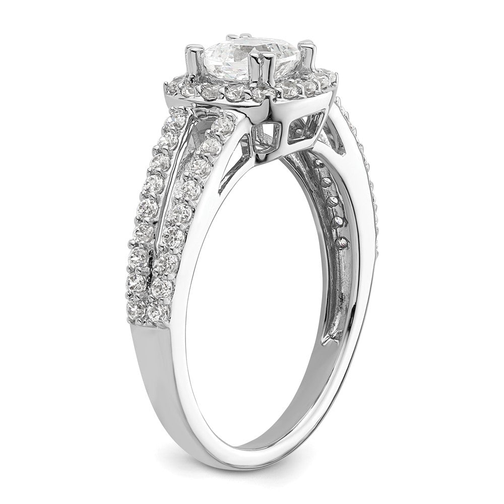 0.75ct. CZ Solid Real 14K White Gold Cushion Halo Engagement Ring