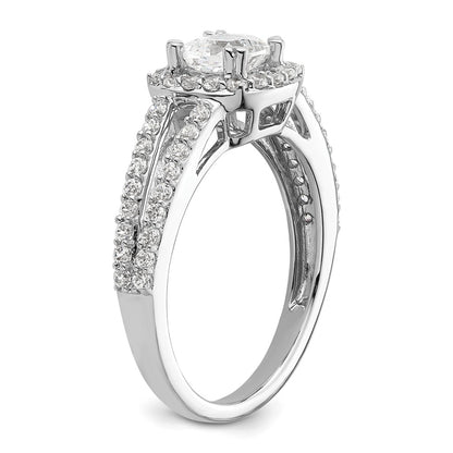0.75ct. CZ Solid Real 14K White Gold Cushion Halo Engagement Ring