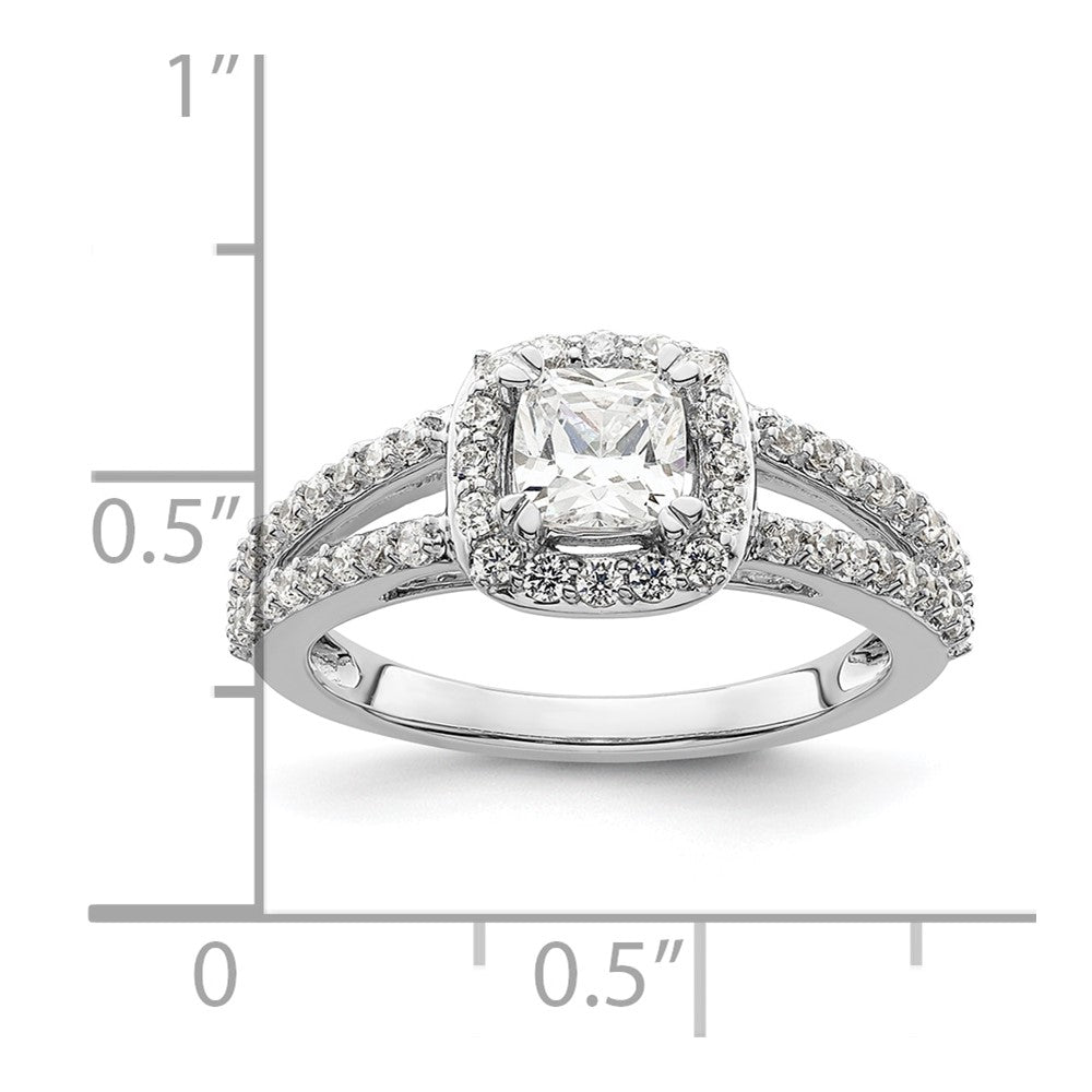0.75ct. CZ Solid Real 14K White Gold Cushion Halo Engagement Ring