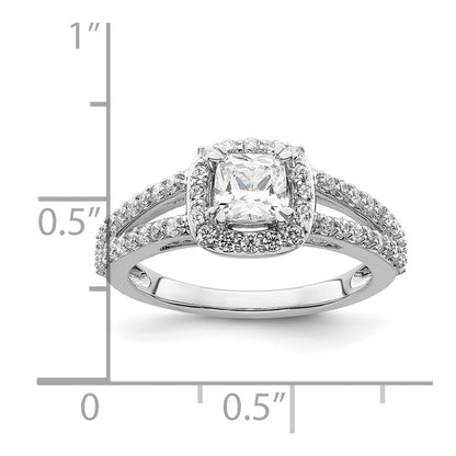 0.75ct. CZ Solid Real 14K White Gold Cushion Halo Engagement Ring