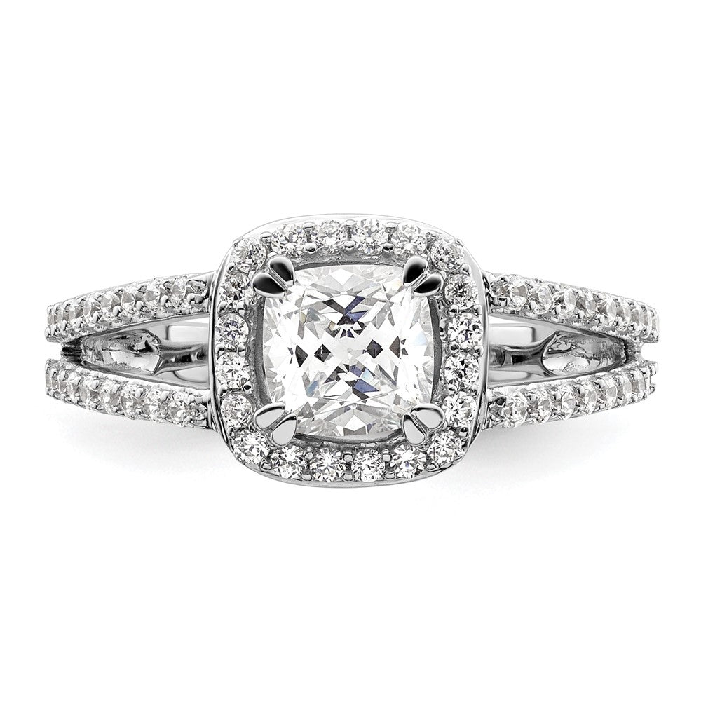 1.25ct. CZ Solid Real 14K White Gold Cushion Halo Engagement Ring