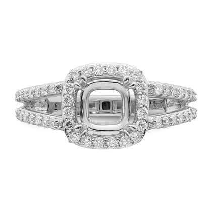 1.50ct. CZ Solid Real 14K White Gold Cushion Halo Engagement Ring