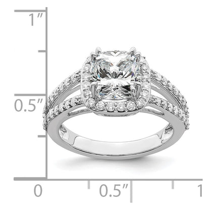 1.50ct. CZ Solid Real 14K White Gold Cushion Halo Engagement Ring