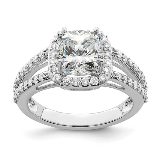1.50ct. CZ Solid Real 14K White Gold Cushion Halo Engagement Ring