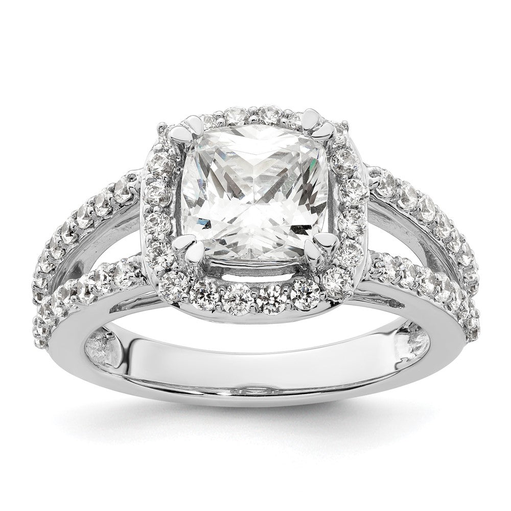 1.75ct. CZ Solid Real 14K White Gold Cushion Halo Engagement Ring