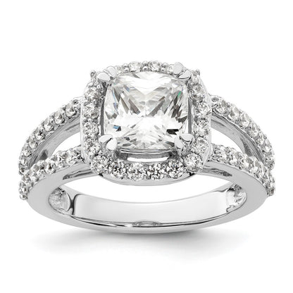1.75ct. CZ Solid Real 14K White Gold Cushion Halo Engagement Ring