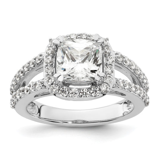 1.75ct. CZ Solid Real 14K White Gold Cushion Halo Engagement Ring