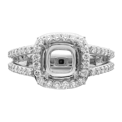 2.00ct. CZ Solid Real 14K White Gold Cushion Halo Engagement Ring
