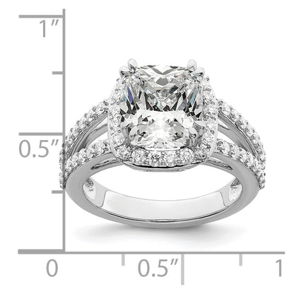 2.00ct. CZ Solid Real 14K White Gold Cushion Halo Engagement Ring