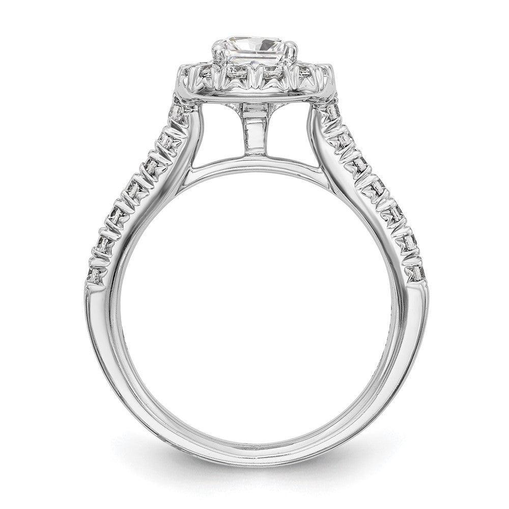 14K White Gold Halo Plus (Holds 1/2 Carat (4.8mm) Cushion Center) 3/4 Diamond Semi Mount Engagement Ring