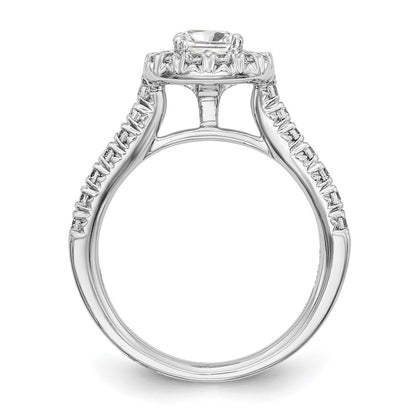 14K White Gold Halo Plus (Holds 1/2 Carat (4.8mm) Cushion Center) 3/4 Diamond Semi Mount Engagement Ring