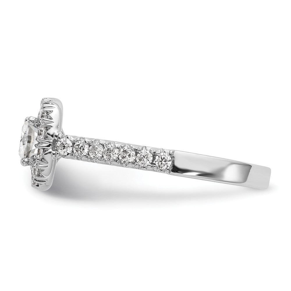 14K White Gold Halo Plus (Holds 1/2 Carat (4.8mm) Cushion Center) 3/4 Diamond Semi Mount Engagement Ring