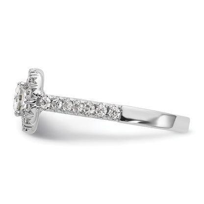 14K White Gold Halo Plus (Holds 1/2 Carat (4.8mm) Cushion Center) 3/4 Diamond Semi Mount Engagement Ring