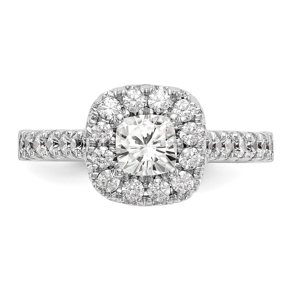 14K White Gold Halo Plus (Holds 1/2 Carat (4.8mm) Cushion Center) 3/4 Diamond Semi Mount Engagement Ring