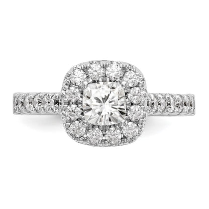 14K White Gold Halo Plus (Holds 1/2 Carat (4.8mm) Cushion Center) 3/4 Diamond Semi Mount Engagement Ring
