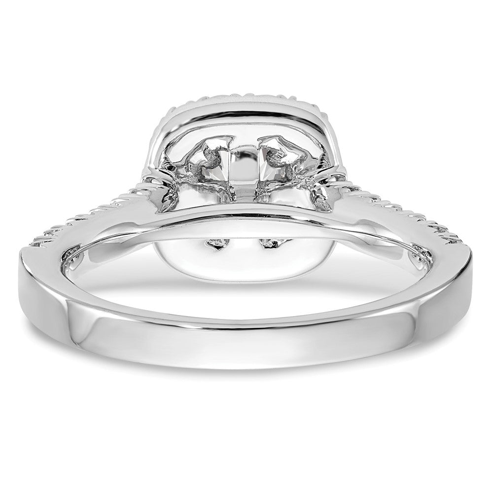 14K White Gold Halo Plus (Holds 1/2 Carat (4.8mm) Cushion Center) 3/4 Diamond Semi Mount Engagement Ring