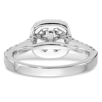 14K White Gold Halo Plus (Holds 1/2 Carat (4.8mm) Cushion Center) 3/4 Diamond Semi Mount Engagement Ring