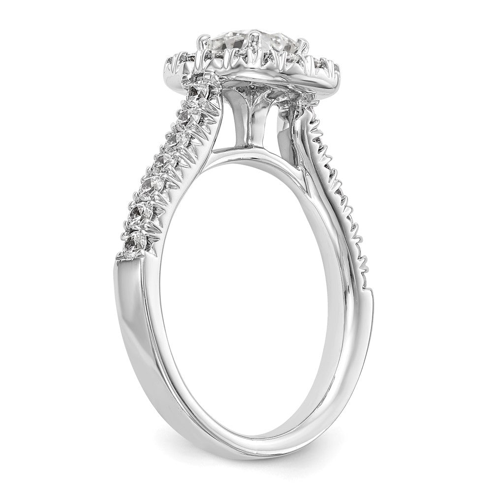 14K White Gold Halo Plus (Holds 1/2 Carat (4.8mm) Cushion Center) 3/4 Diamond Semi Mount Engagement Ring