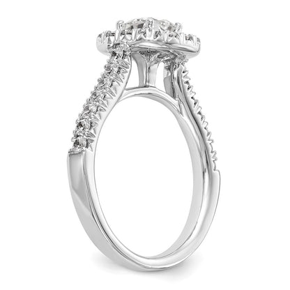 14K White Gold Halo Plus (Holds 1/2 Carat (4.8mm) Cushion Center) 3/4 Diamond Semi Mount Engagement Ring