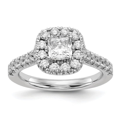 14K White Gold Halo Plus (Holds 1/2 Carat (4.8mm) Cushion Center) 3/4 Diamond Semi Mount Engagement Ring