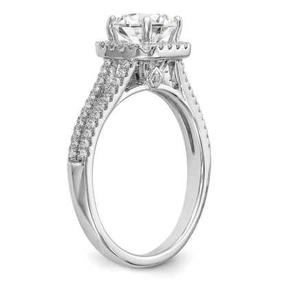 0.75ct. CZ Solid Real 14K White Gold Cushion Cushion Halo Engagement Ring