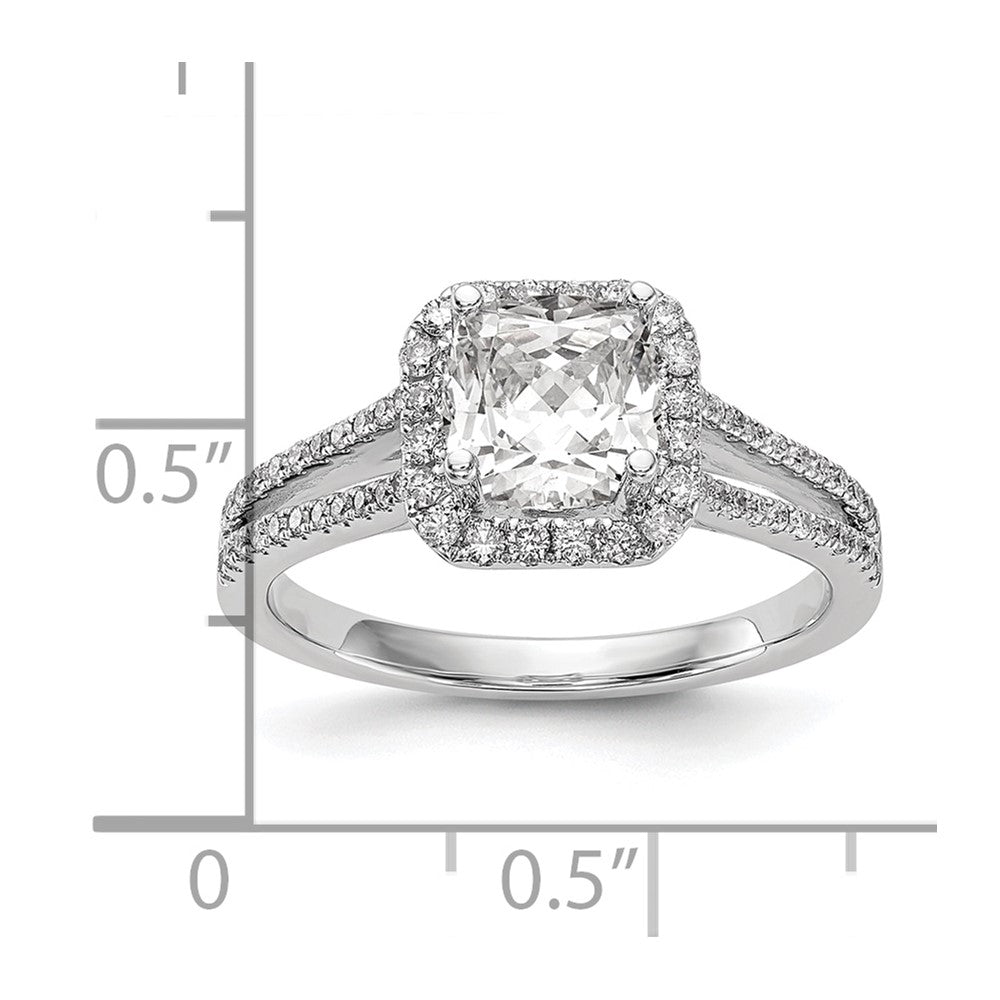 0.75ct. CZ Solid Real 14K White Gold Cushion Cushion Halo Engagement Ring